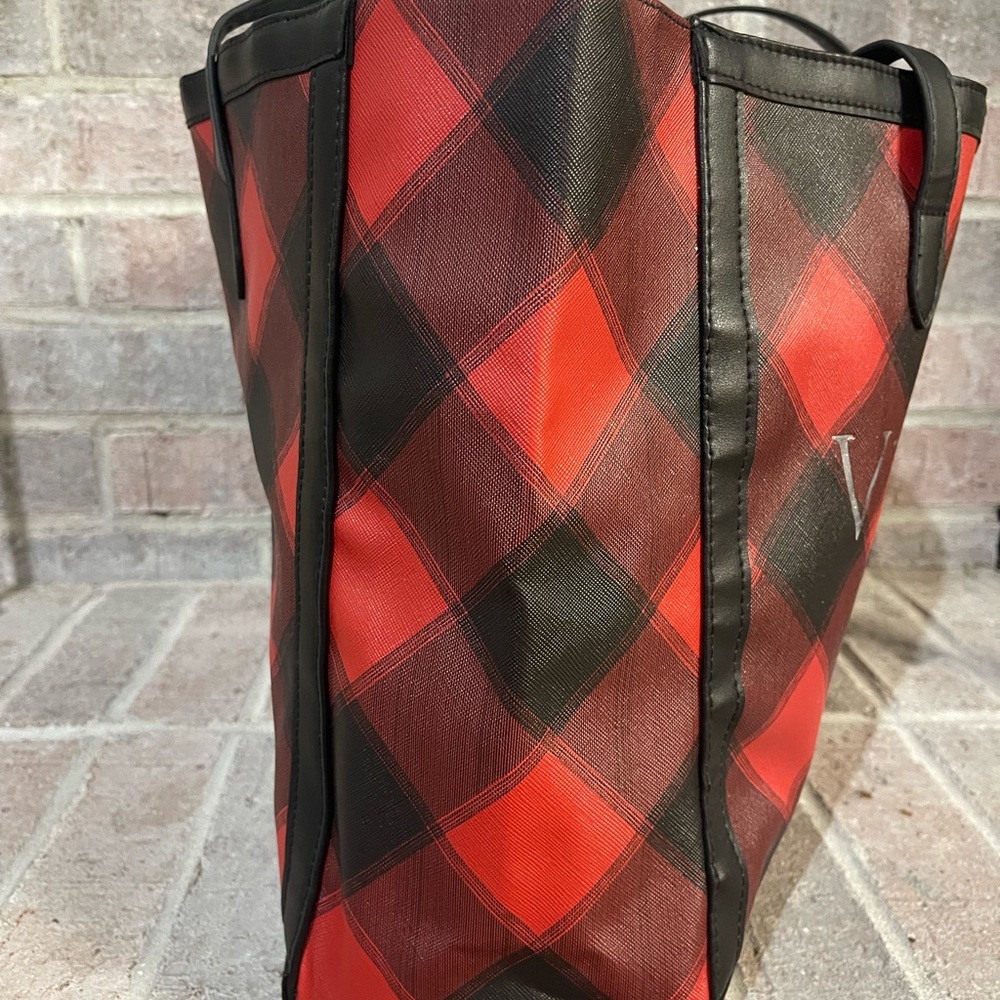Victoria's Secret Red and Black Plaid Tote - Picture 8 of 9